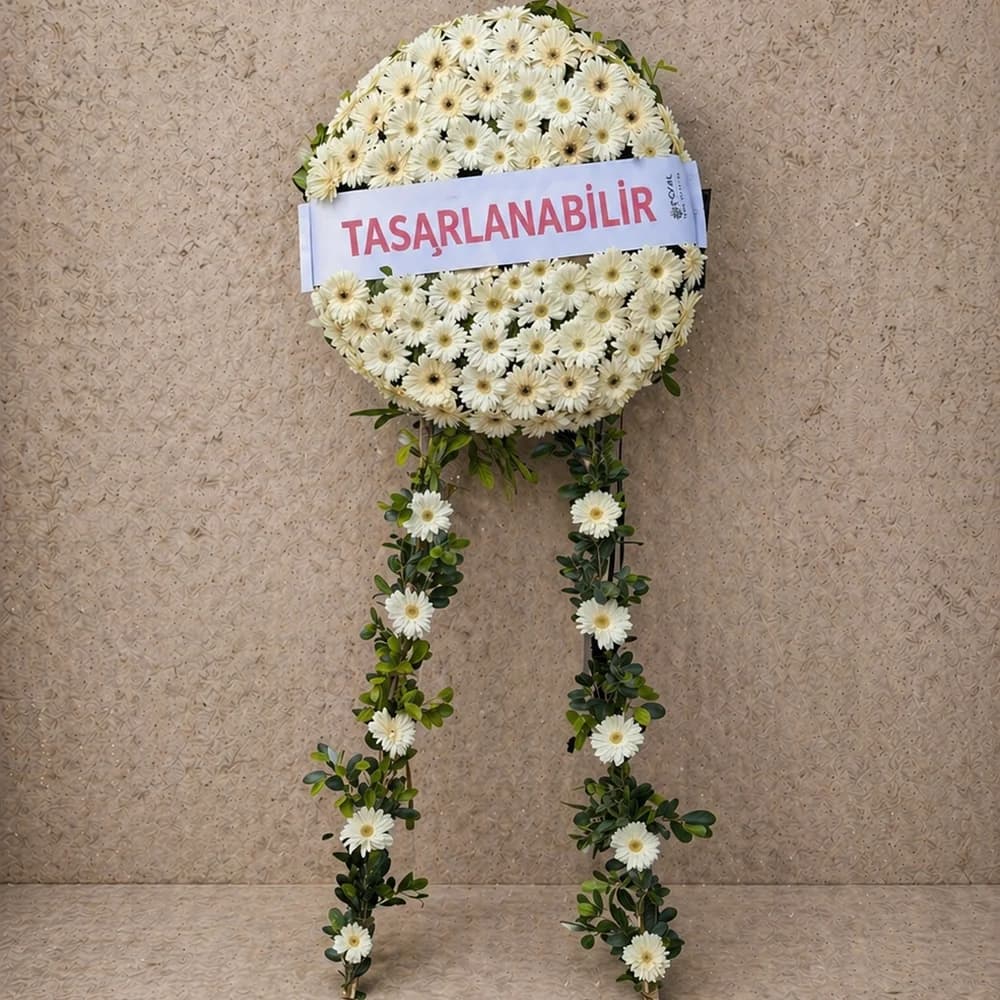 Beyaz Gerbera Çelenk Büyük